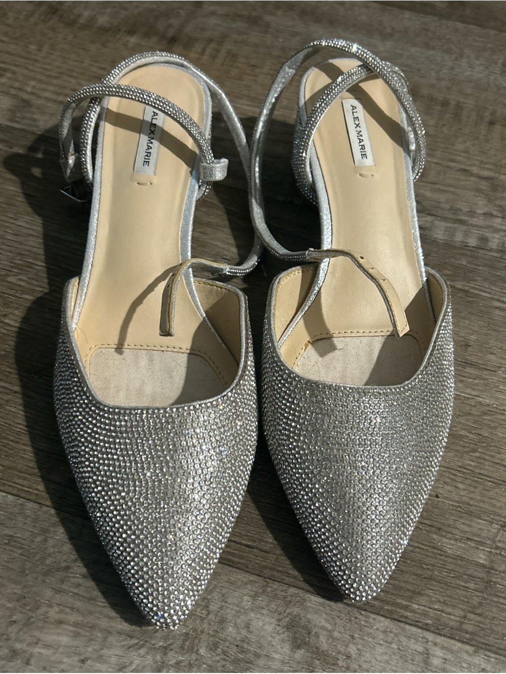 Alex Marie Silver Crystal-Embellished Pointed Mules